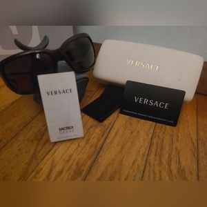 Authentic Versace Swarovski Crystal Sungless Like New Brown Gold